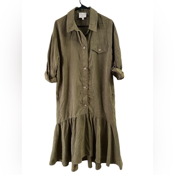 Hayden olive green button down maxi dress - Picture 1 of 6